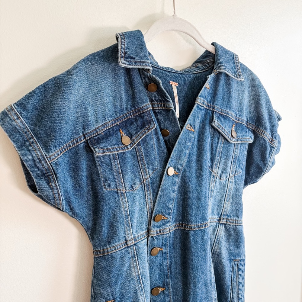 Free People The City Mini Denim Dress - Picture 15 of 16